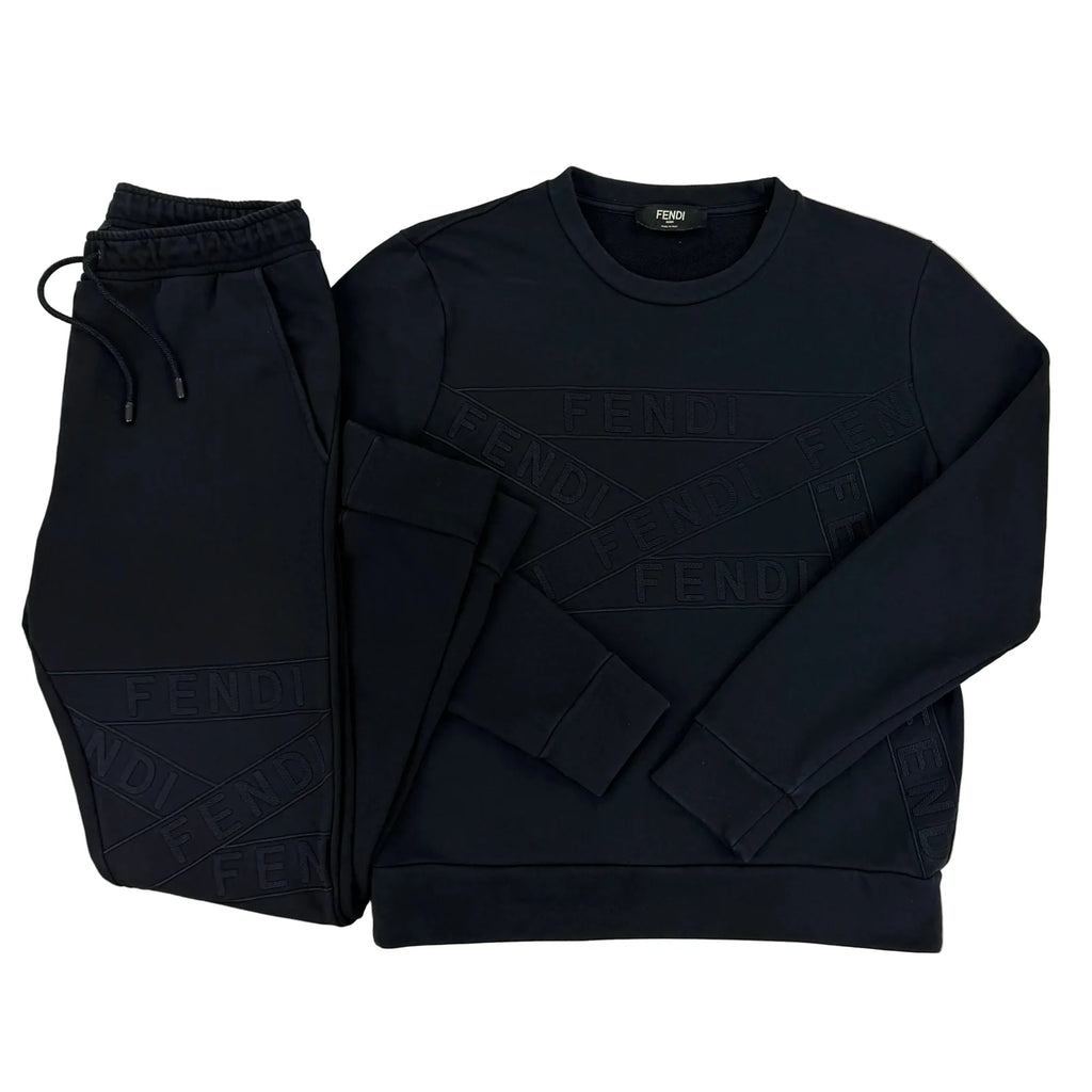 FENDI MEN’S LOGO TRACKSUIT – BLACK – MEDIUM (SLIM FIT)