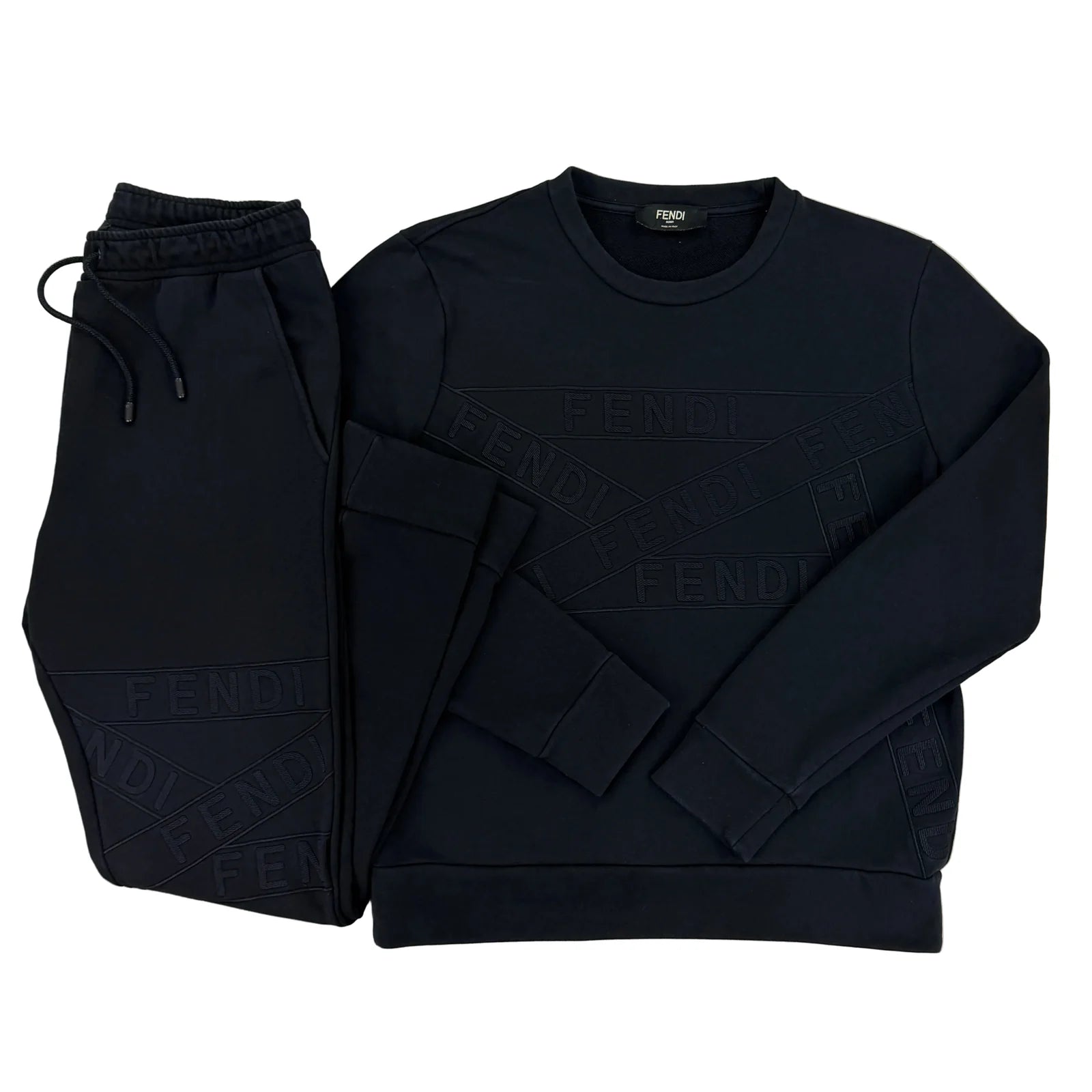 FENDI MEN’S LOGO TRACKSUIT – BLACK – MEDIUM (SLIM FIT)